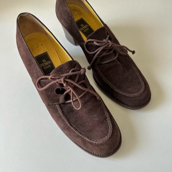 Vintage 80s Fendi Brown Suede Loafers - Picture 5 of 8